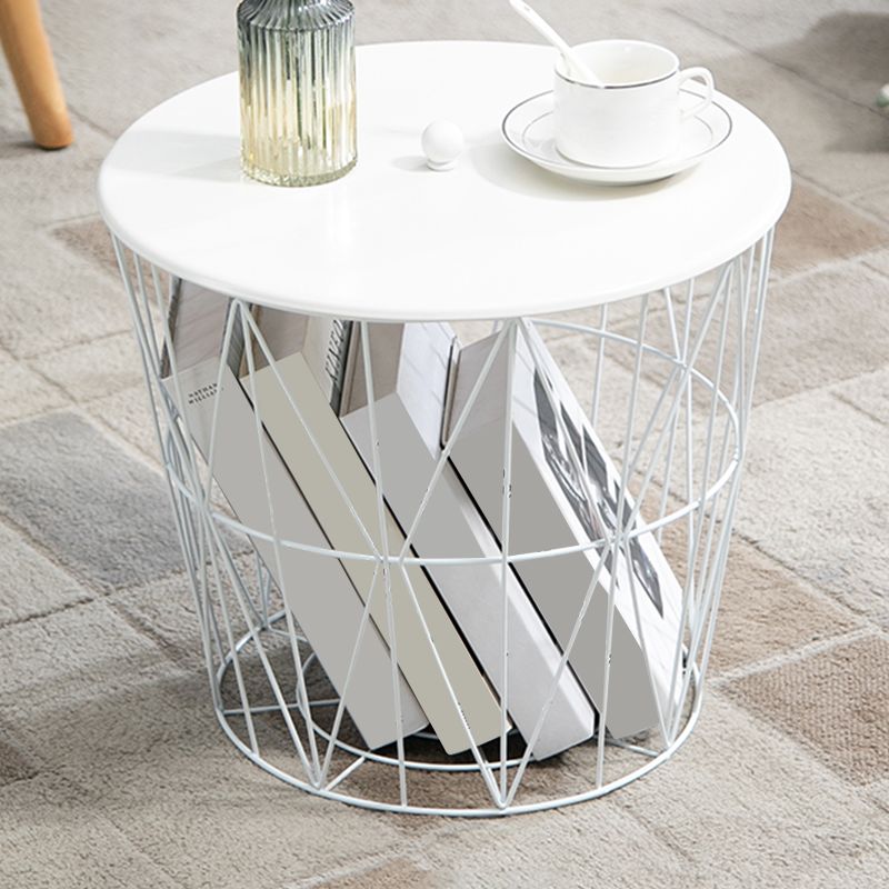 Fram Base Coffee or End Table with Storage Contemporary Metal Round Top Clearhalo 'Coffee & Accent Tables' 'Coffee Tables' 'coffee_tables' 'furn' 'furn_coffee_tables' 'Furniture' 'Living Room Furniture' 1200x1200_6c06c89a-a599-49f1-b965-4b30b9dc8b63
