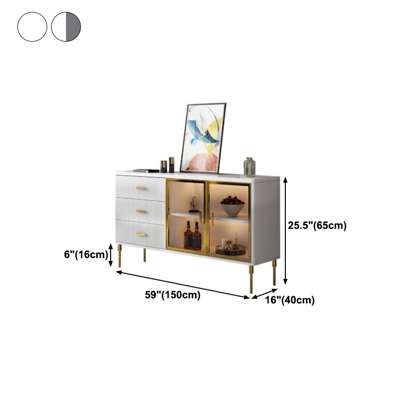 Sideboard in stile glam Sideboard di sala da pranzo in pietra con porte di vetro