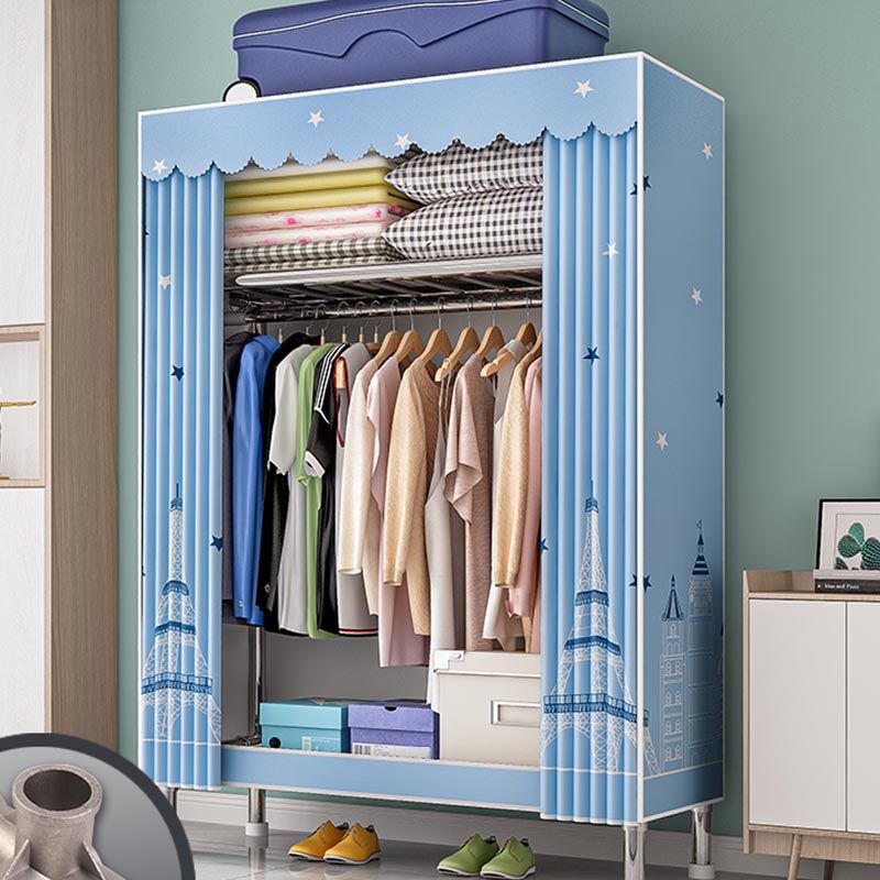 Contemporary Wardrobe Armoire with Shelves Steel Wardrobe Closet for Home Clearhalo 'Armoires & Wardrobes' 'armoires_wardrobes' 'Bedroom Furniture' 'furn' 'furn_armoires_wardrobes' 'Furniture' 1200x1200_6c08edf4-3a47-4af5-aa49-f6319e286108
