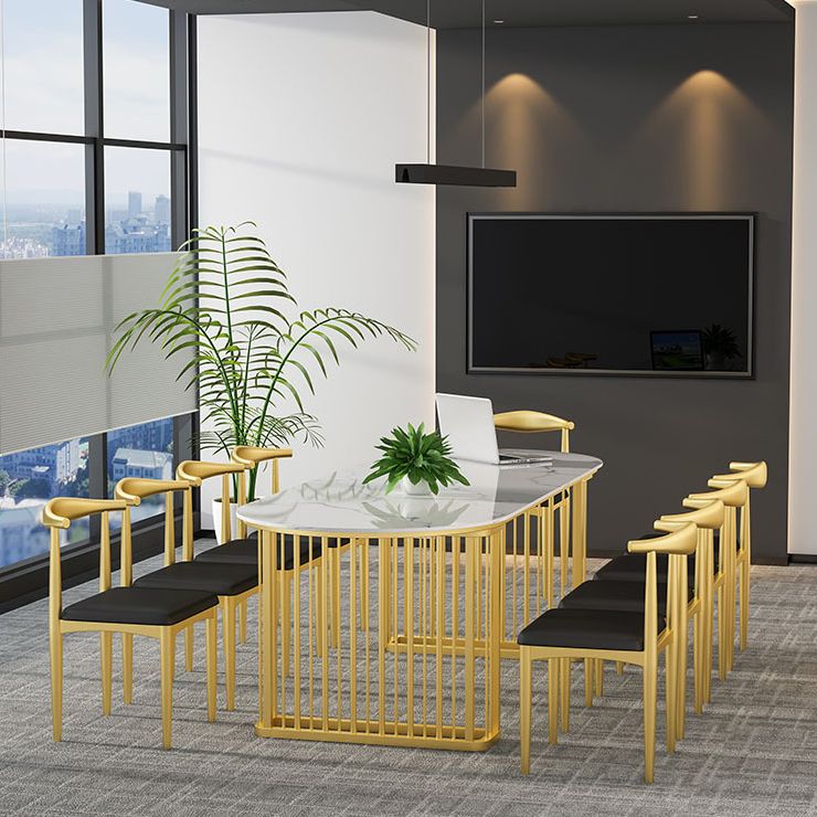 Glam Marble Writing Desk Sled Base Type Office Desk With Metal Legs Clearhalo 'furn' 'furn_office_desk' 'Furniture' 'Office Desks' 'Office Furniture' 'office_desk' 1200x1200_6c092079-a441-4503-91eb-a6a3e0ffe3df