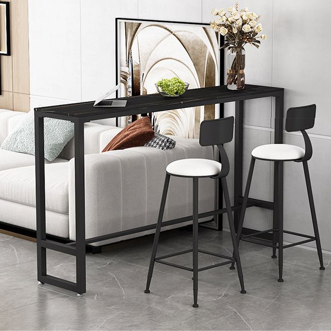 White and Black Modern Style Bar Table in Metal and Wood Milk Tea Shop Bar Table Clearhalo 'Bar Furniture' 'Bar Tables' 'bar_tables' 'furn' 'furn_bar_tables' 'Furniture' 'furniture_bar_tables' 'Kitchen & Dining Furniture' 1200x1200_6c09c910-fde1-4600-b531-cd9016328a39
