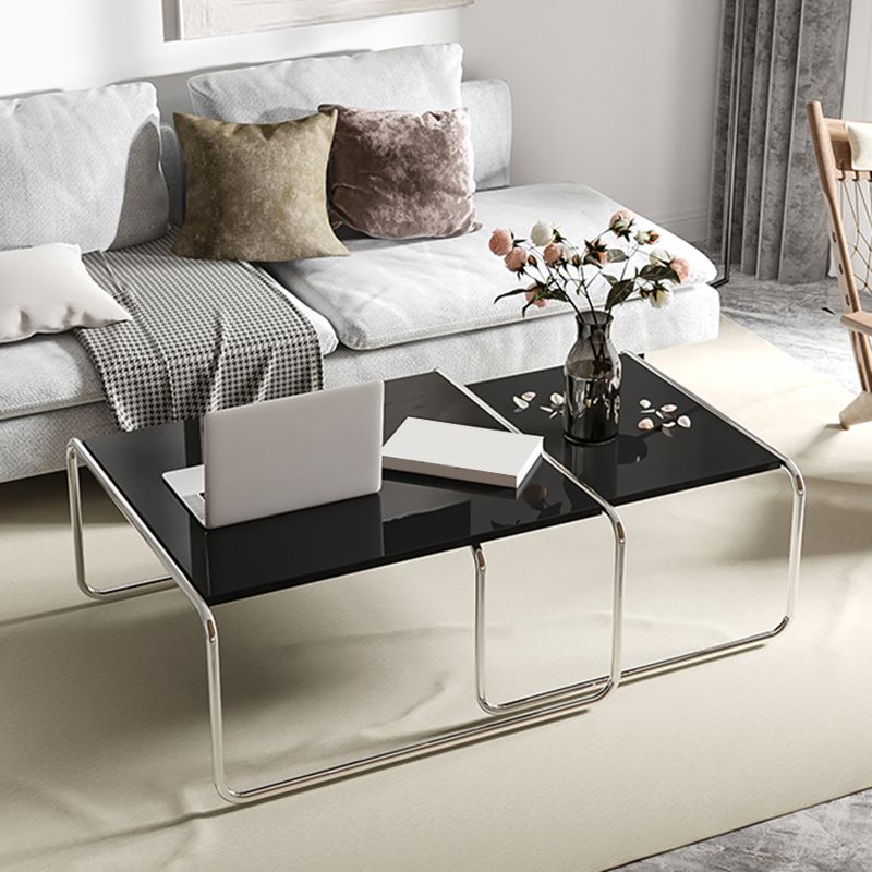 Square Steel Sled Coffee Table Modern 2 Nesting Cocktail Table Clearhalo 'Coffee & Accent Tables' 'Coffee Tables' 'coffee_tables' 'furn' 'furn_coffee_tables' 'Furniture' 'Living Room Furniture' 1200x1200_6c0a7ddb-787d-4f0a-a789-9412ce85c110
