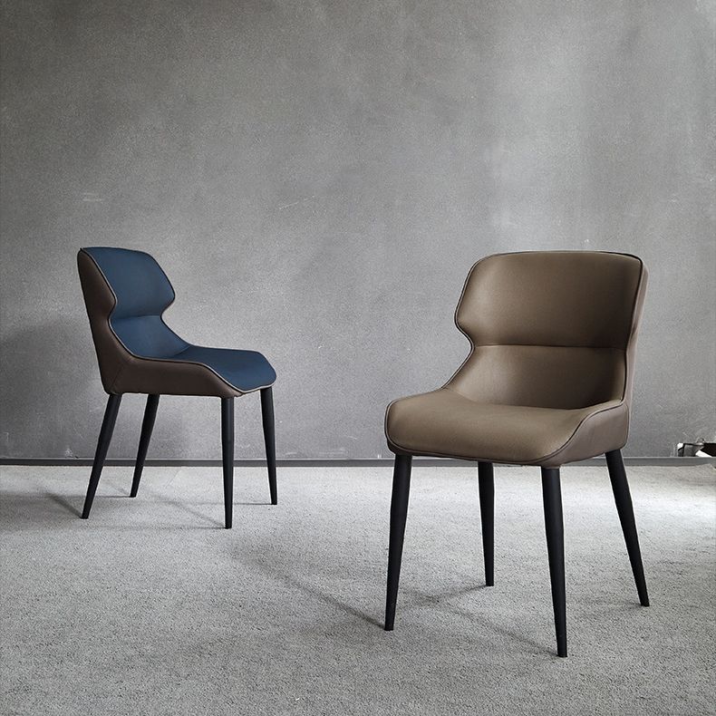 Contemporary Metal Dining Room Chairs Wingback Armless Chair for Home Use Clearhalo ' kitchen&dining_furn' 'Dining Chairs' 'Dining Tables & Seating' 'dining_chair' 'furn' 'furn_dining_chair' 'Furniture' 'furniture_dining_chair' 'Kitchen & Dining Furniture' 'kitchen' 1200x1200_6c0b38aa-6951-4efa-a0b7-9bfd4747a532