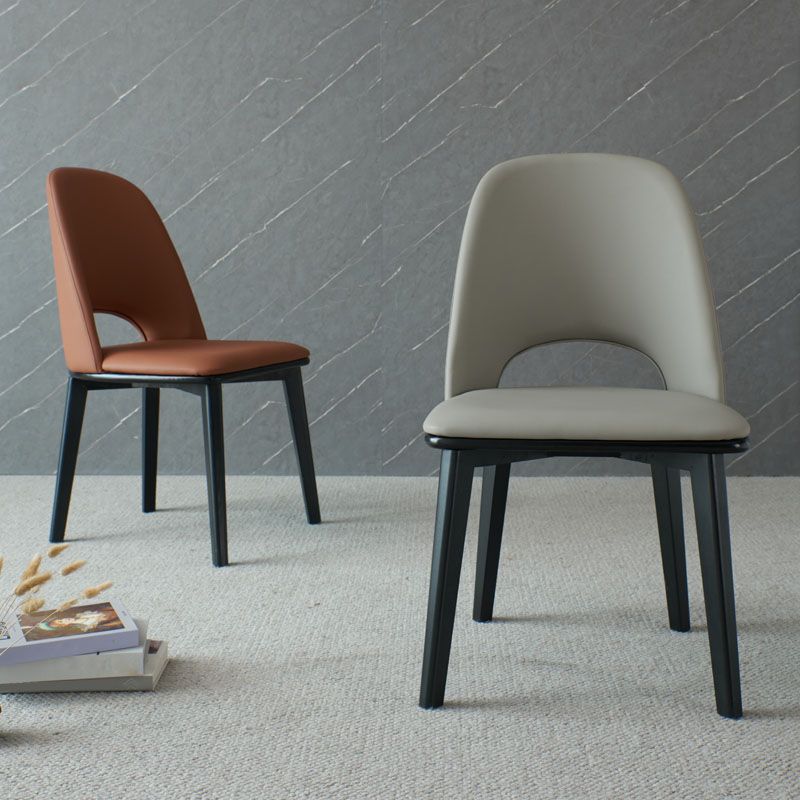 Contemporary Leather Dining Chairs Armless Open Back Chairs with Wood Legs Clearhalo 'Dining Chairs' 'Dining Tables & Seating' 'dining_chair' 'furn' 'furn_dining_chair' 'Furniture' 'furniture_dining_chair' 'Kitchen & Dining Furniture' 1200x1200_6c0ba841-58d6-4457-8a64-85f9f19dc561
