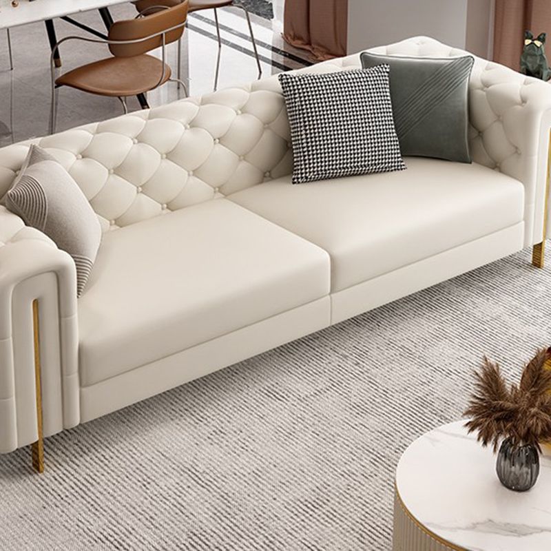 Divano a braccio di smoking divano bianco contemporaneo con back-back trapuntato