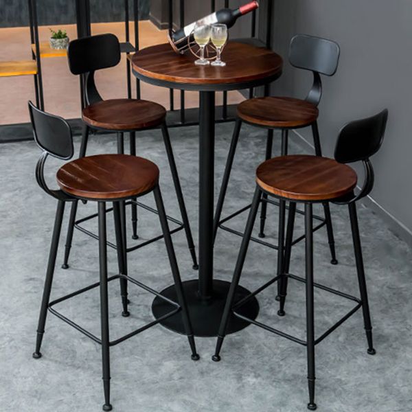 Industrial 1/3/5 Pieces Bar Table Set Round Pine Wood Counter Table with High Stools Clearhalo 'Bar Furniture' 'furn' 'furn_home_bar_bar_sets' 'Furniture' 'Home Bars & Bar Sets' 'home_bar_bar_sets' 'Kitchen & Dining Furniture' 1200x1200_6c0d1905-91b2-4ce2-b3eb-54baa73bb92a