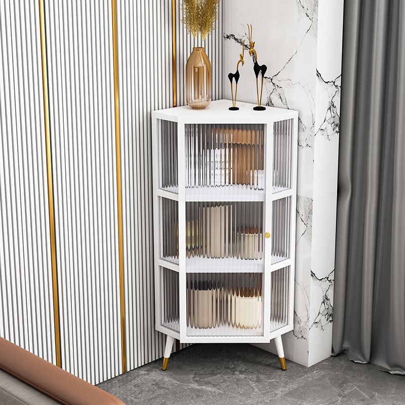 Server di cucina in stile glam in vetro con cornice di ferro buffet per soggiorno