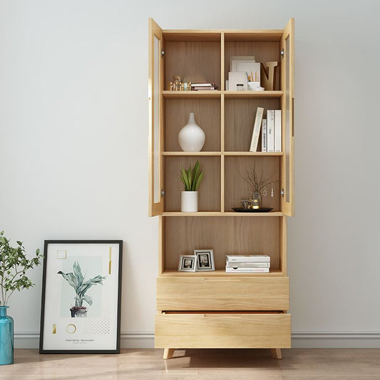 Solid Wood Scandinavian Bookcase Closed Back Bookcase with Door Clearhalo 'Bookcases' 'furn' 'furn_bookcases' 'Furniture' 'furniture_bookcases' 'Office Furniture' 1200x1200_6c10a114-da73-4bf5-9c52-ef41aeae776a