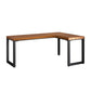 Descrito industrial de la oficina L-shape escritorio de escritura de madera sólida con patas de metal