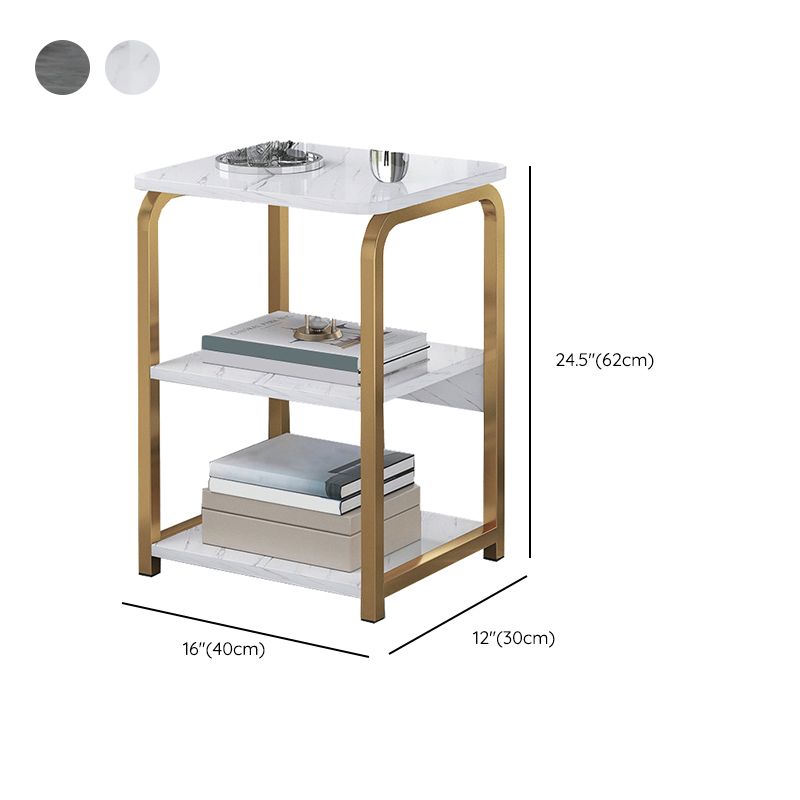 Glam Metal Side Table with Shelves Geometric Stone Top Accent Side Table Clearhalo 'Coffee & Accent Tables' 'End & Side Tables' 'end_side_tables' 'furn' 'furn_end_side_tables' 'Furniture' 'Living Room Furniture' 1200x1200_6c12bb8f-63e5-4923-ba32-43ec1fa6a0e8