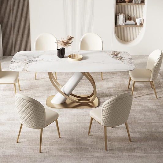 グラムダイニング家具セット1/4/5/6/7 PCS焼結石のダイニングテーブルと椅子