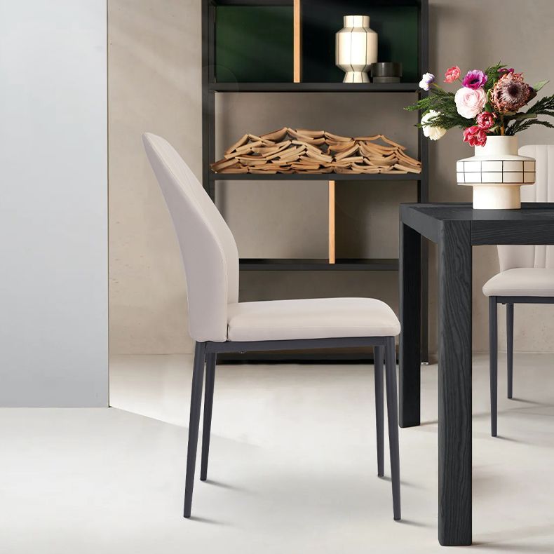 Scandinavian Style Leather Dining Chairs Solid Back Armless Dining Chairs for Kitchen (Set of 2) Clearhalo ' kitchen&dining_furn' 'Dining Chairs' 'Dining Tables & Seating' 'dining_chair' 'furn' 'furn_dining_chair' 'Furniture' 'furniture_dining_chair' 'Kitchen & Dining Furniture' 'kitchen' 1200x1200_6c179c72-2a83-4fb4-ad54-4ae7d7912fce