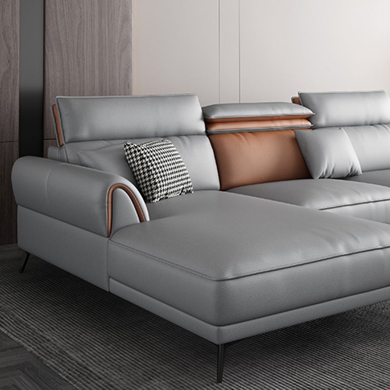 Contemporary Stain-Resistant Faux Leather 4-Seater L-Shape Sofa