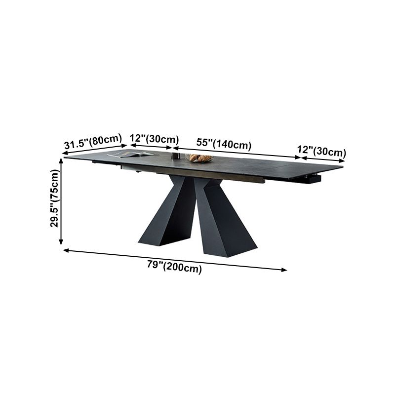 Modern Gray Dining Table Rectangle Sintered Stone Dining Table with Metal Base Clearhalo ' dining_table' 'Dining Tables & Seating' 'Dining Tables' 'furn' 'furn_dining_table' 'Furniture' 'furniture_dining_table' 'Kitchen & Dining Furniture' 'kitchen&dining_furn' 'kitchen' 'kitchen_dining_table' 1200x1200_6c185718-58c8-48ff-ac27-4200c906f66e