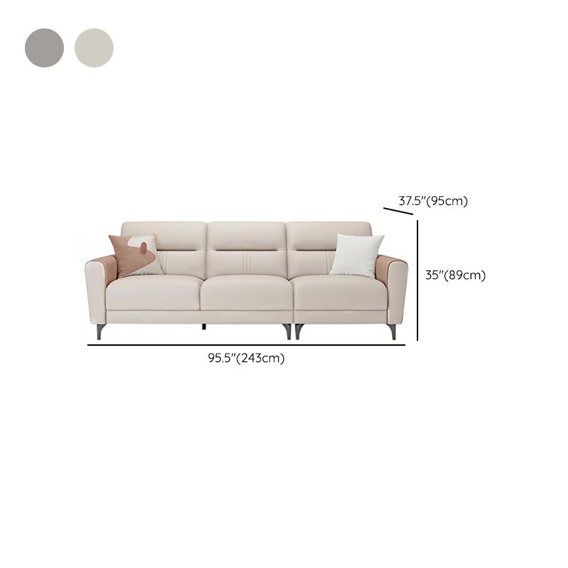 Sofá de brazo cuadrado en madera sólida con almohada cosida de cuero sintético