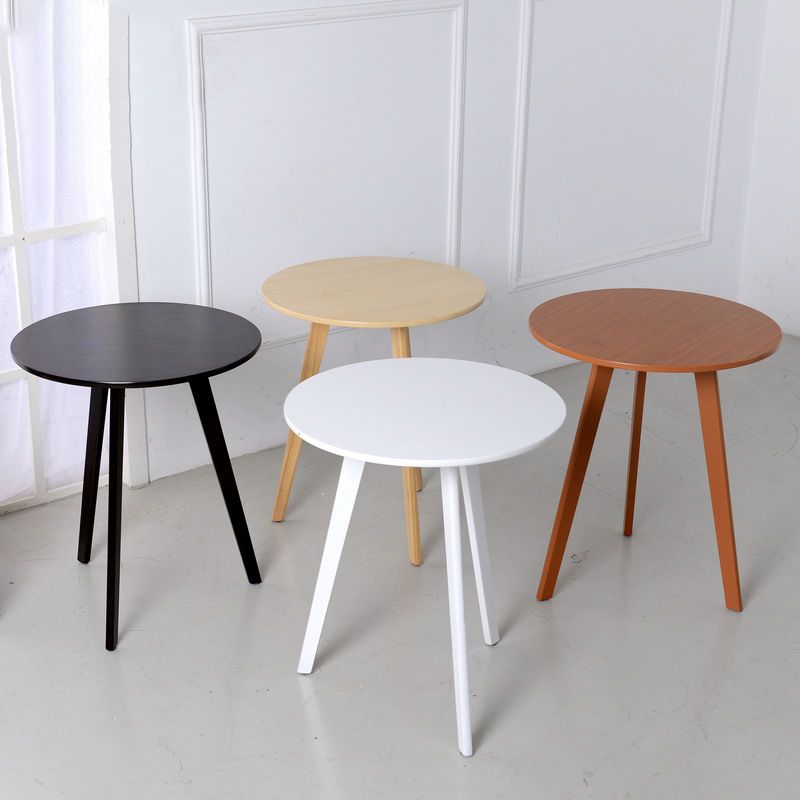Round Wood Scandinavian Side Table 3 Legs End Table -23.6-In H