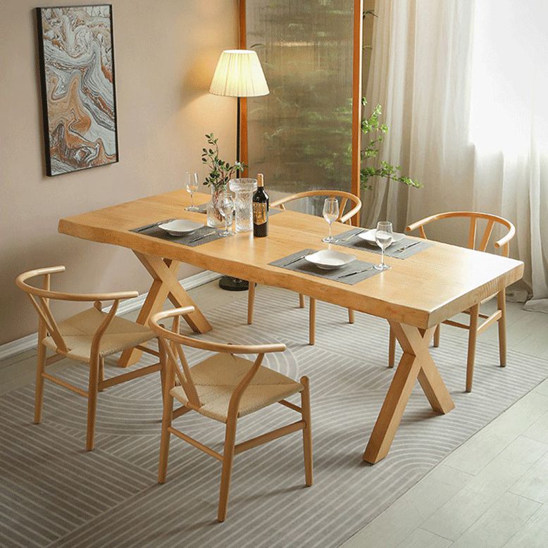 Contemporary Solid Wood Dining Table Double Pedestal Dining Table