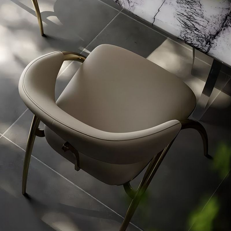 Glam keuken gestoffeerde zijstoel metalen benen Dining Armloze stoel