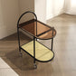 23.62" Wide Metal Side Table Oval Glass Top Sofa Side Accent Table