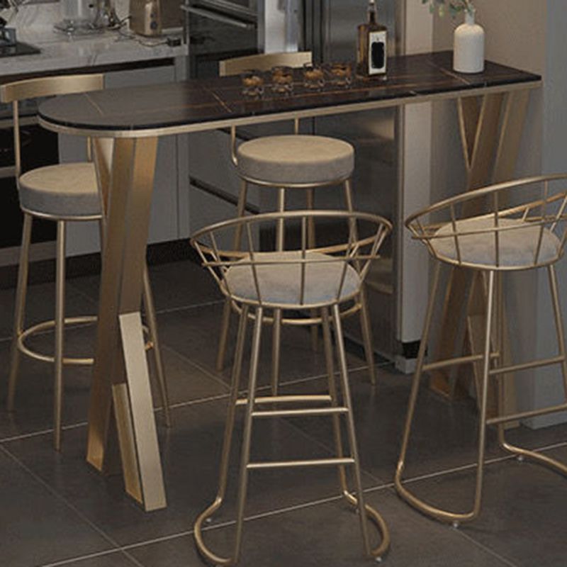 Gesinterde stenen bistro-bartafel Metalen basisstaaftafel voor keuken