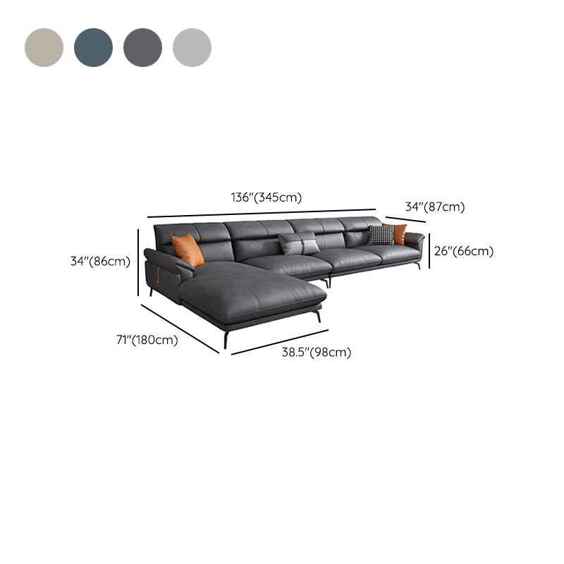 Modernismus Flared Arm Sectional 4-Sitzer Faux Lederabschnitt
