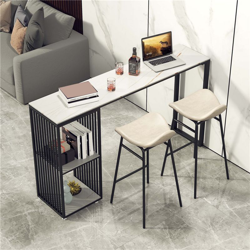 Industrial Stone Top Bar Dining Table Rectangle Bar Table with Storage Base Clearhalo 'Bar Furniture' 'Bar Tables' 'bar_tables' 'furn' 'furn_bar_tables' 'Furniture' 'Kitchen & Dining Furniture' 1200x1200_6c1d50fc-d0d9-4a67-9286-5fff6468fefc