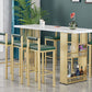 Glam Wood Bar Table with Rectangle Table Top Gold Double Pedestal Table - 42" H Clearhalo 'Bar Furniture' 'Bar Tables' 'bar_tables' 'furn' 'furn_bar_tables' 'Furniture' 'furniture_bar_tables' 'Kitchen & Dining Furniture' 1200x1200_6c1ed8e6-201d-45a9-9506-6f2da809af64