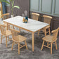 Modern Dining Table Natural Rubberwood Legs Dining Table with White Top