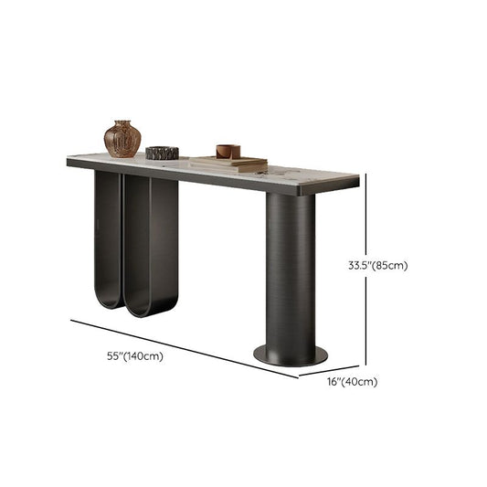 Rectangle Shape Console Table Contemporary Stone Sofa Table in Black