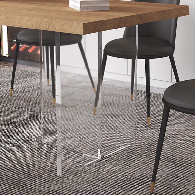Contemporary Natural Wood Table Home Rectangle Dining Table with Double Pedestal Clearhalo 'Dining Tables & Seating' 'Dining Tables' 'dining_table' 'furn' 'furn_dining_table' 'Furniture' 'furniture_dining_table' 'Kitchen & Dining Furniture' 'kitchen' 'kitchen_dining_table' 1200x1200_6c200087-9ec9-426a-8a68-ddb3c9a82107