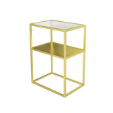 Modern Frame Coffee Cocktail Table Rectangular Glass Top Cocktail Table