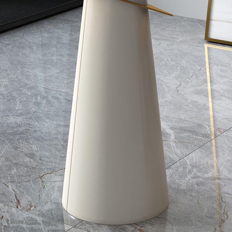 Modern Round Glass Top Side Table 21.65" Tall Leather Pedestal End Table