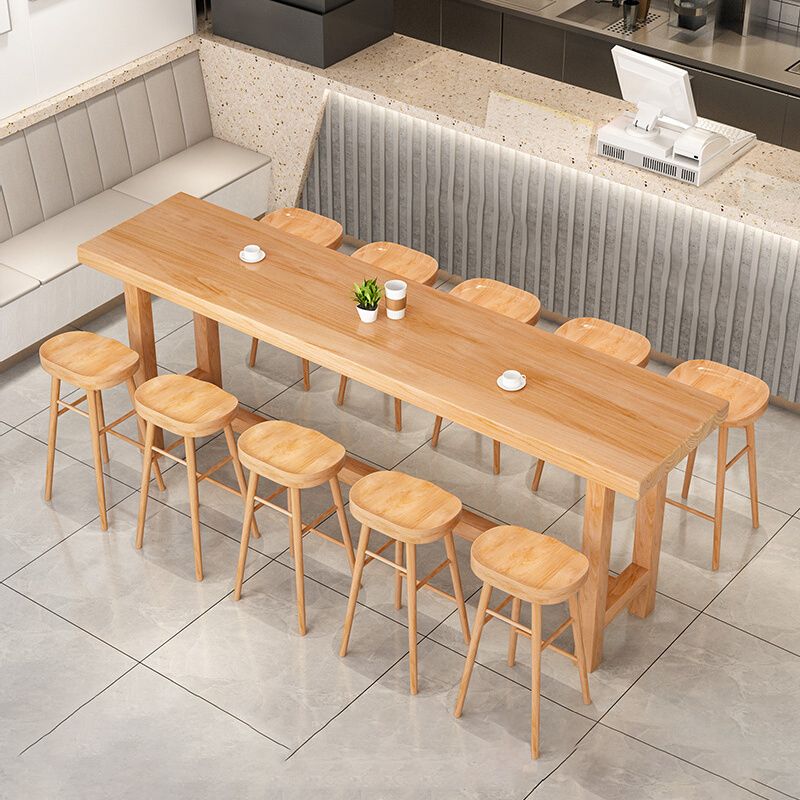 Modern Bar Dining Table Indoor Rectangle Wood Bar Table Trestle Base in Light Brown Clearhalo 'Bar Furniture' 'Bar Tables' 'bar_tables' 'Furniture' 'furniture_bar_tables' 'Kitchen & Dining Furniture' 'kitchen&dining_furn' 'kitchen' 1200x1200_6c251121-3621-45cd-9dd2-de2711ecfc8f