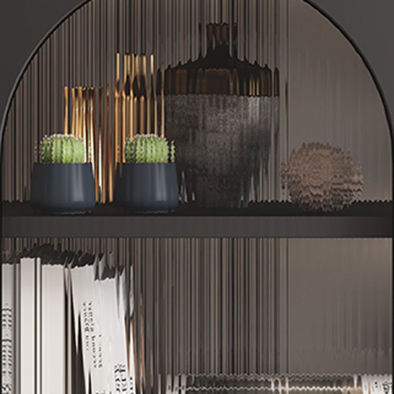 Aparador de cocina con puertas de vidrio Servidor de comedor glamoroso con marco de metal