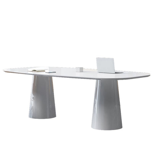 29 "H Hedendaags Executive Desk Oval Wit Wood Writing Desk