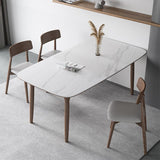 Modern Sintered Stone Top Dining Set Rectangle 1/3/4/5/7 Pieces wooden Table Set