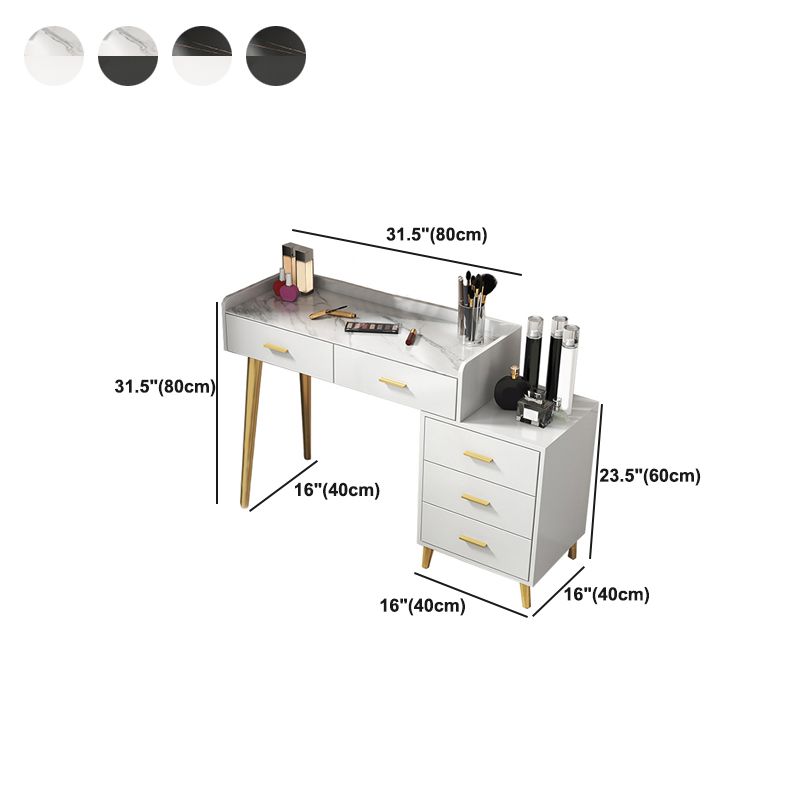Tavolo da toeletta da toeletta per vanità in bianco/nero con 5 cassetti