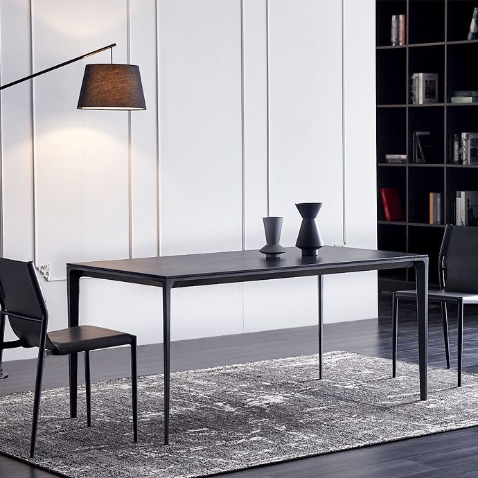 Stone Top Dining Table Rectangle Contemporary Table with 4 Legs in Black Clearhalo 'Dining Tables & Seating' 'Dining Tables' 'dining_table' 'furn' 'furn_dining_table' 'Furniture' 'furniture_dining_table' 'Kitchen & Dining Furniture' 'kitchen' 'kitchen_dining_table' 1200x1200_6c2c7c0a-cf10-4fe6-8ed7-12d336cfd2b8