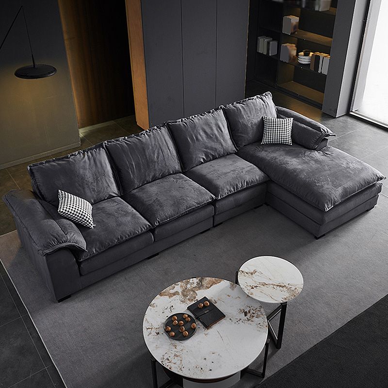 Fabric Pillow Top Arm Sectional 29.53"High Cushion Back Sofa, Black Clearhalo 'furn' 'furn_sectionals' 'Furniture' 'furniture_sectionals' 'Living Room Furniture' 'Sectionals' 1200x1200_6c2de1ae-bc23-48b9-923e-f669025d6532