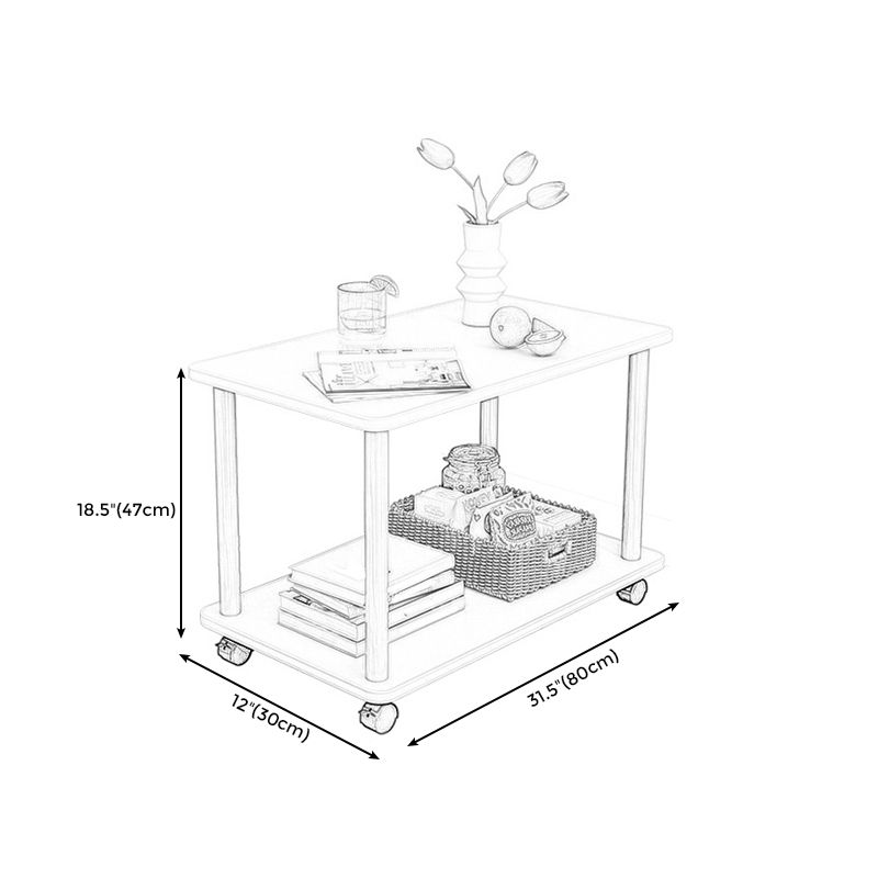 Rectangular 4 Legs Side Table Natural/White One-Shelf End Table with Wheels Clearhalo 'Coffee & Accent Tables' 'End & Side Tables' 'end_side_table' 'Furniture' 'furniture_end_side_table' 'Living Room Furniture' 1200x1200_6c2e93f1-1163-4991-836d-4dcee71334f6