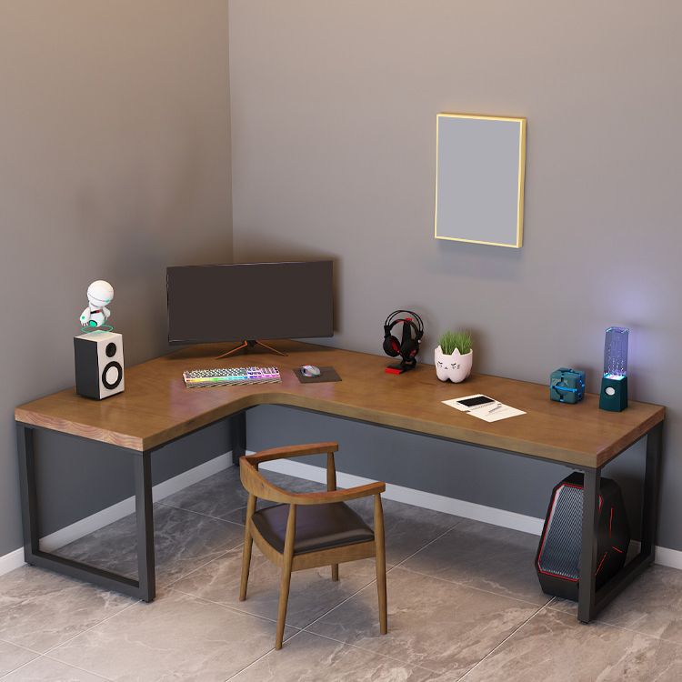 Industrial Solid Wood Writing Desk L-Shape Office Desk with Metal Legs Clearhalo 'furn' 'furn_office_desk' 'Furniture' 'Office Desks' 'Office Furniture' 'office_desk' 1200x1200_6c2f7b61-8368-49b4-8808-80d7aef76d3e