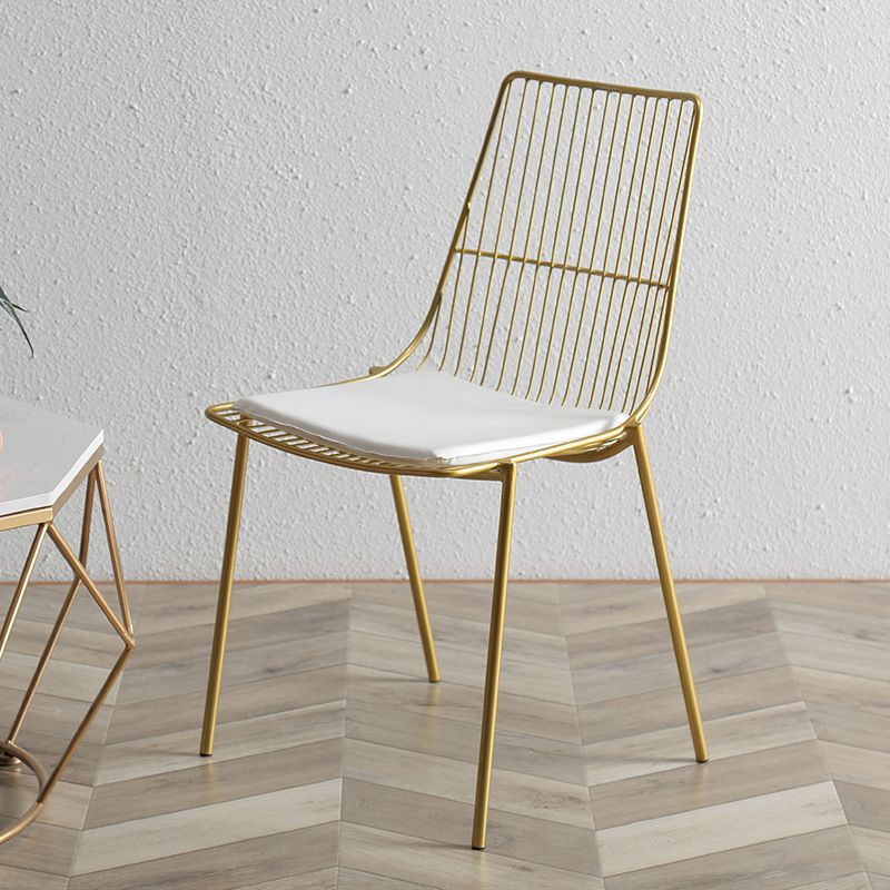 Contemporary Faux Leather Slat Back Side Chair in Matte Finish for Indoor