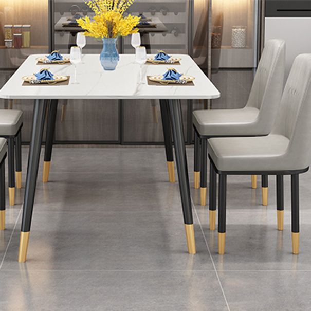 Glossy White Dining Table Set 1/4/5/7 Pieces Stone Dinette Set for Kitchen Clearhalo 'Dining Room Sets' 'Dining Tables & Seating' 'dining_room_set' 'furn' 'furn_dining_room_set' 'Furniture' 'Kitchen & Dining Furniture' 1200x1200_6c31b888-9337-47a7-a4d2-dc50425b20da