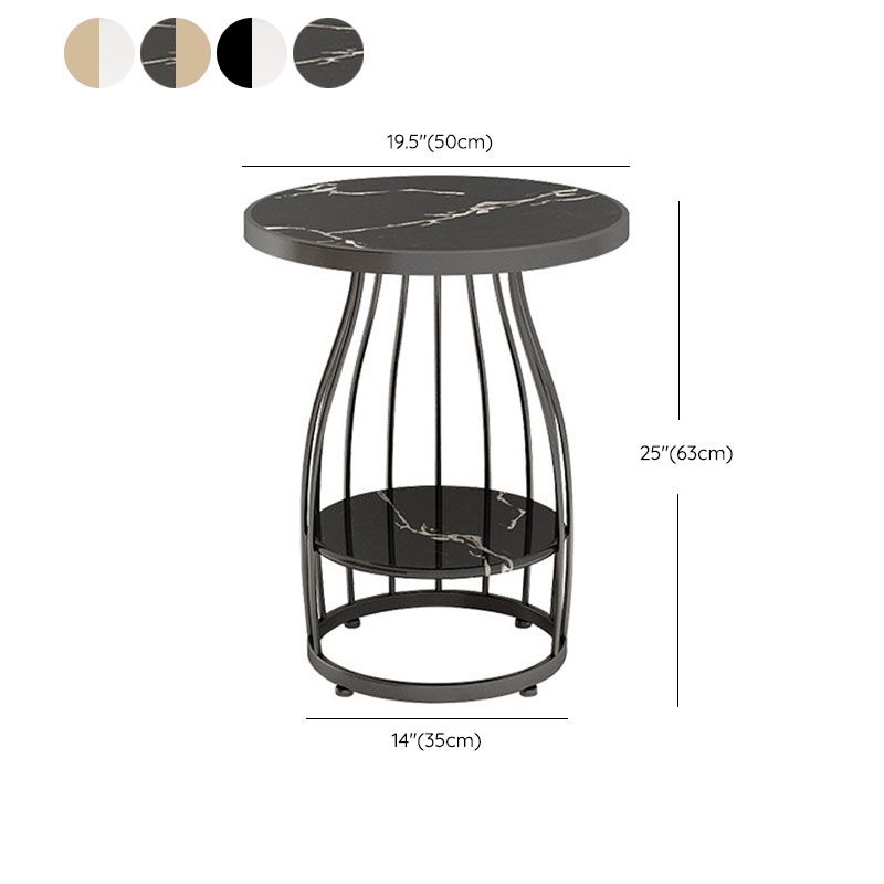 Contemporary Metal Frame End Table 24.8" Tall Slate Top Side Table Clearhalo 'Coffee & Accent Tables' 'End & Side Tables' 'end_side_tables' 'furn' 'furn_end_side_tables' 'Furniture' 'Living Room Furniture' 1200x1200_6c32d34c-0e2c-44ea-ae76-e6d459c653bf