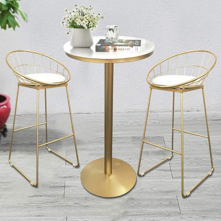 Glam Bar Dining Table Pedestal White Bistro Bar Table with Metal Base Clearhalo 'Bar Furniture' 'Bar Tables' 'bar_tables' 'furn' 'furn_bar_tables' 'Furniture' 'Kitchen & Dining Furniture' 1200x1200_6c33953e-2784-4ee7-a836-299087d61cdb