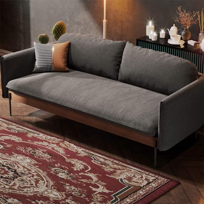 Cushions Square Arm Sofa Scandinavian 31.5" D x 31.5" H Linen Wooden Sofa Clearhalo 'furn' 'furn_sofas' 'Furniture' 'furniture_sofas' 'kitchen' 'kitchen_sofas' 'Living Room Furniture' 'Sofa' 'sofas' 1200x1200_6c34fd5c-f8ad-402f-90f0-3c9848c6f57a