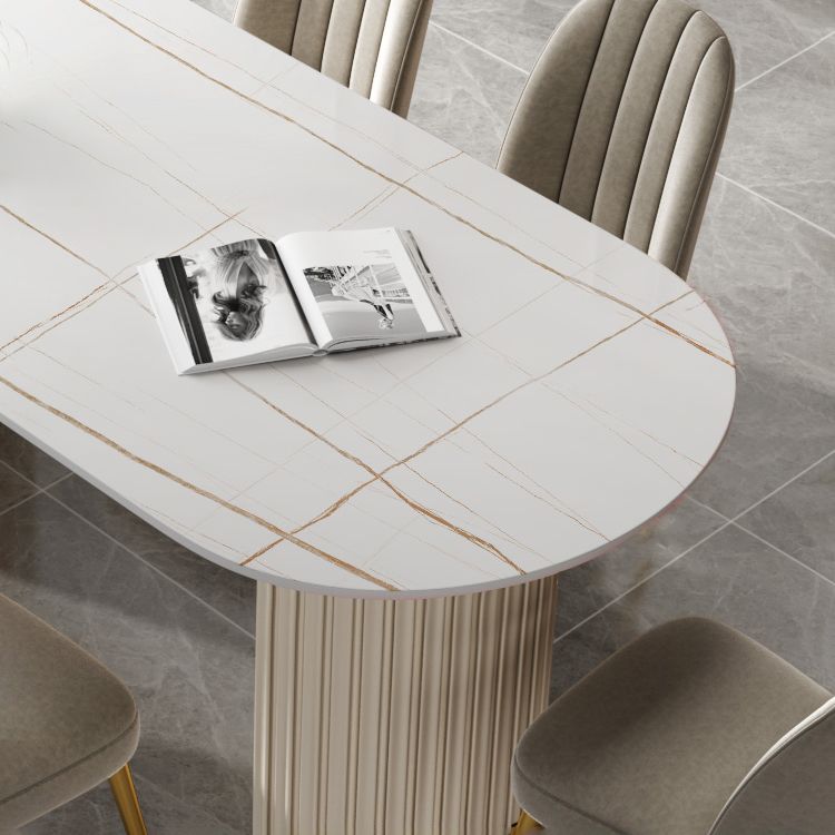 Modern Oval Dining Table Sintered Stone Dining Table with Off White Double Pedestal Clearhalo ' dining_table' 'Dining Tables & Seating' 'Dining Tables' 'furn' 'furn_dining_table' 'Furniture' 'furniture_dining_table' 'Kitchen & Dining Furniture' 'kitchen&dining_furn' 'kitchen' 'kitchen_dining_table' 1200x1200_6c351063-b1f8-4f93-86e1-140f21a94866