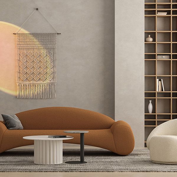 Eigentijdse strakke achterbank met ronde armbank gebogen settnee bank