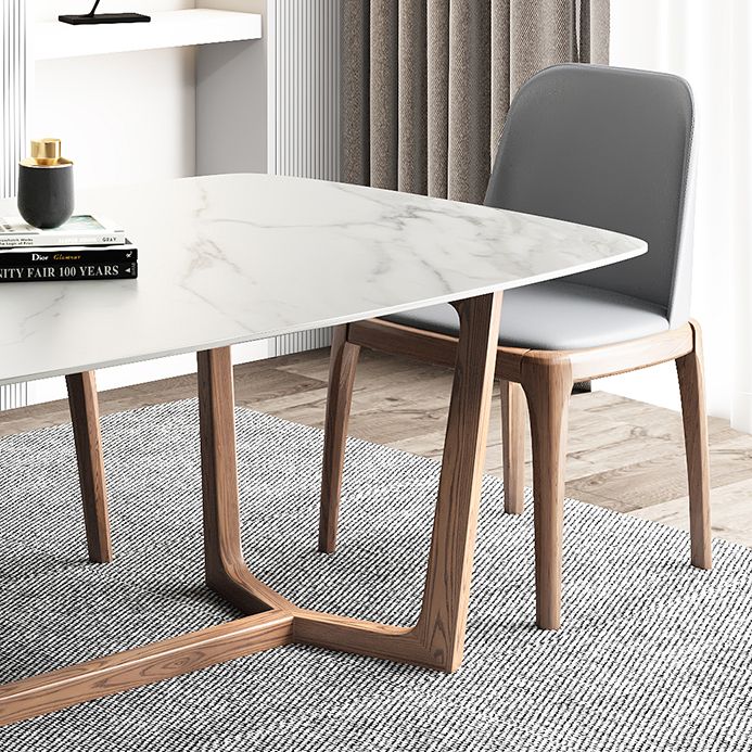 Sintered Stone Top Rectangle Table for Restaurant Modern Table with Ash Trestle Base Clearhalo ' dining_table' 'Dining Tables & Seating' 'Dining Tables' 'furn' 'furn_dining_table' 'Furniture' 'furniture_dining_table' 'Kitchen & Dining Furniture' 'kitchen&dining_furn' 'kitchen' 'kitchen_dining_table' 1200x1200_6c369e88-d4f7-4de9-a90d-2cc2f20bade7