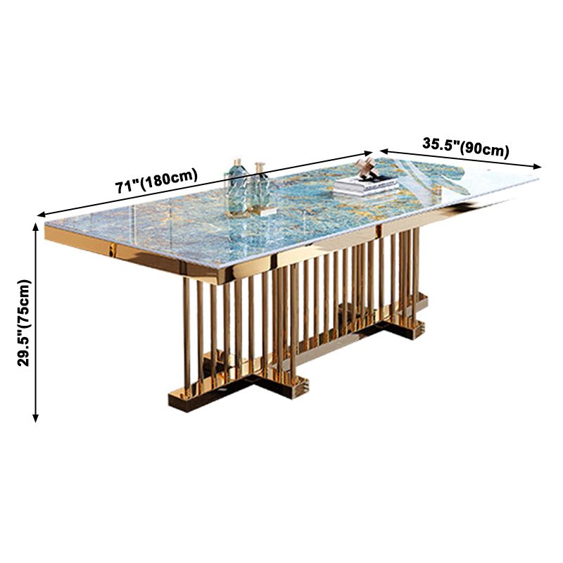 Luxury Sintered Stone Top Dining Table in Blue Rectangle Table with Gold Metal Pedestal Clearhalo ' dining_table' 'Dining Tables & Seating' 'Dining Tables' 'furn' 'furn_dining_table' 'Furniture' 'furniture_dining_table' 'Kitchen & Dining Furniture' 'kitchen&dining_furn' 'kitchen' 'kitchen_dining_table' 1200x1200_6c375c01-aa74-492c-9d04-d5153cca0ac4